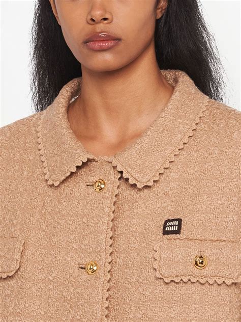 miu miu tweed|Camel Brown Single.